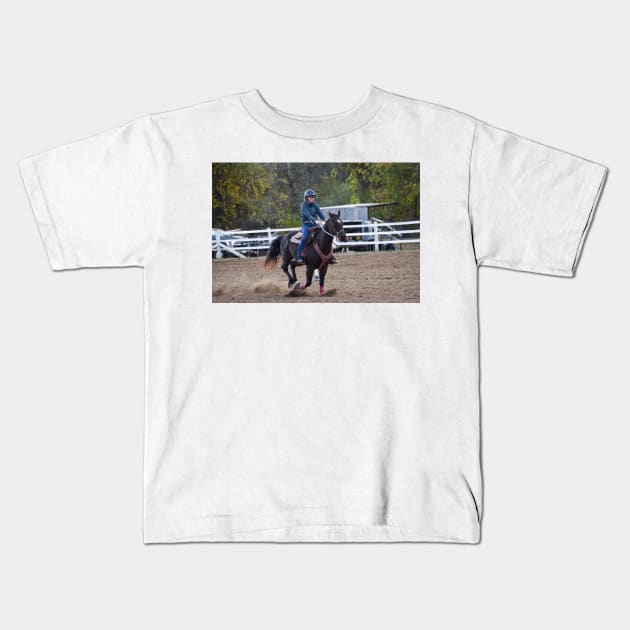 Barrel Racing Kids T-Shirt by theartsyeq